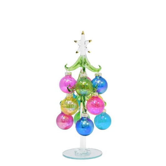 Green Glass Tree 8 inch with Translucent Ornaments - Persnickety Shop