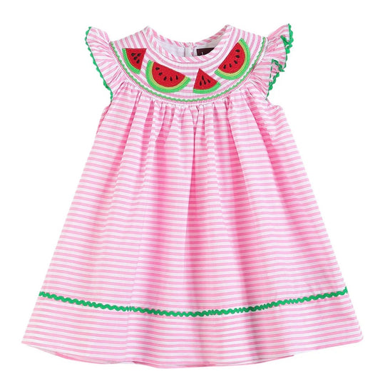 Lil Cactus Pink Stripe Smocked Watermelon Dress - Persnickety Shop