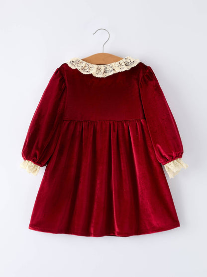 Christmas Long Sleeve Lace Girls' Dress: 4 / Dress - Persnickety Shop