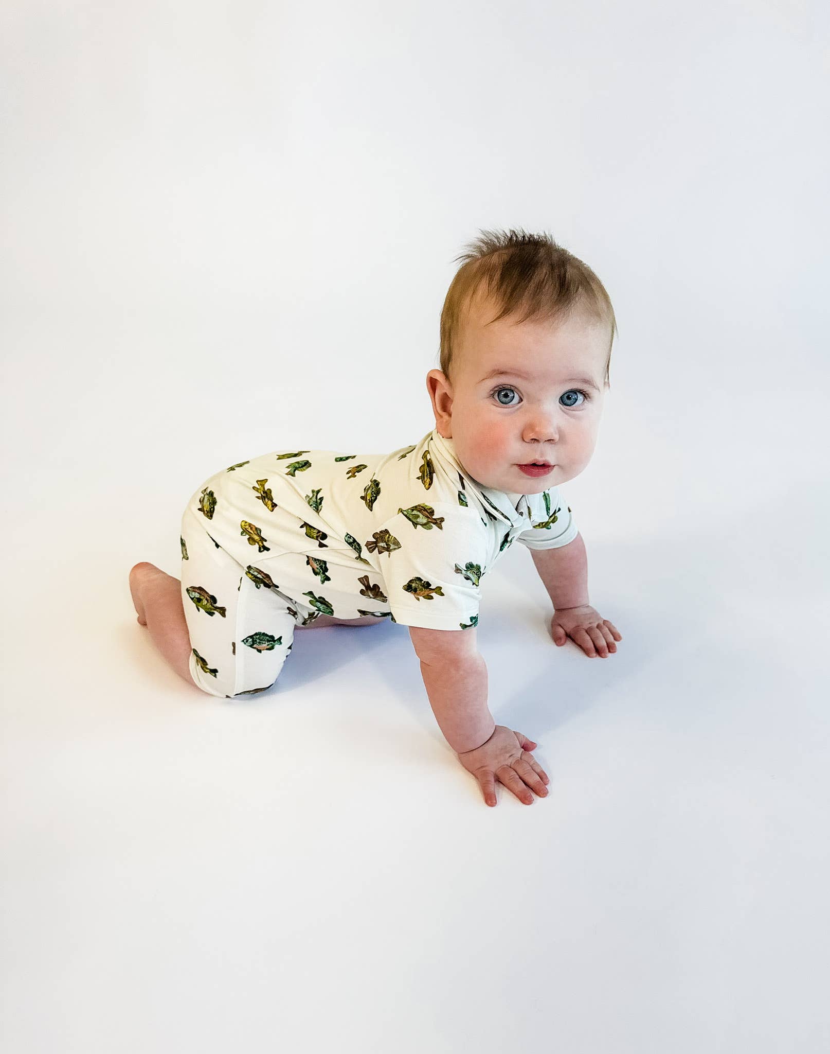 Lake Fish - SS Polo Romper: 6-12 months - Persnickety Shop