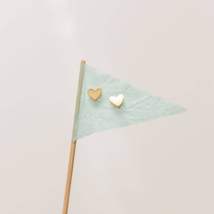 Heart Stud Earrings - Hypoallergenic, Flat Back, Girl Gift: Gold