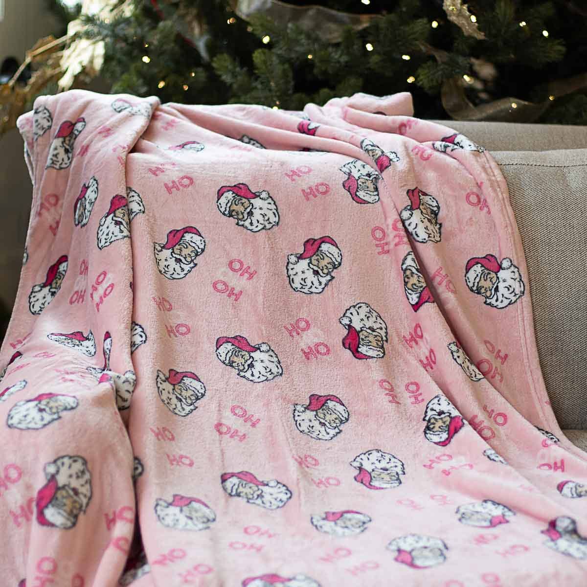 HoHoHo Santa Throw   Pink   50x60 - Persnickety Shop