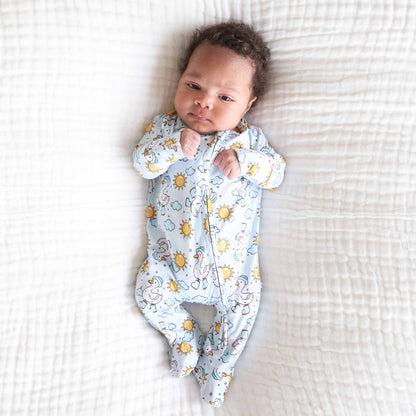 Silly Goose Zipper Footie | Blue: Silly Goose Blue / Newborn - Persnickety Shop