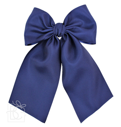 OPAQUE SATIN BOW W/ EURO KNOT & TAILS ON ALLIGATOR CLIPS: Red / 4.5" Large - Persnickety Shop