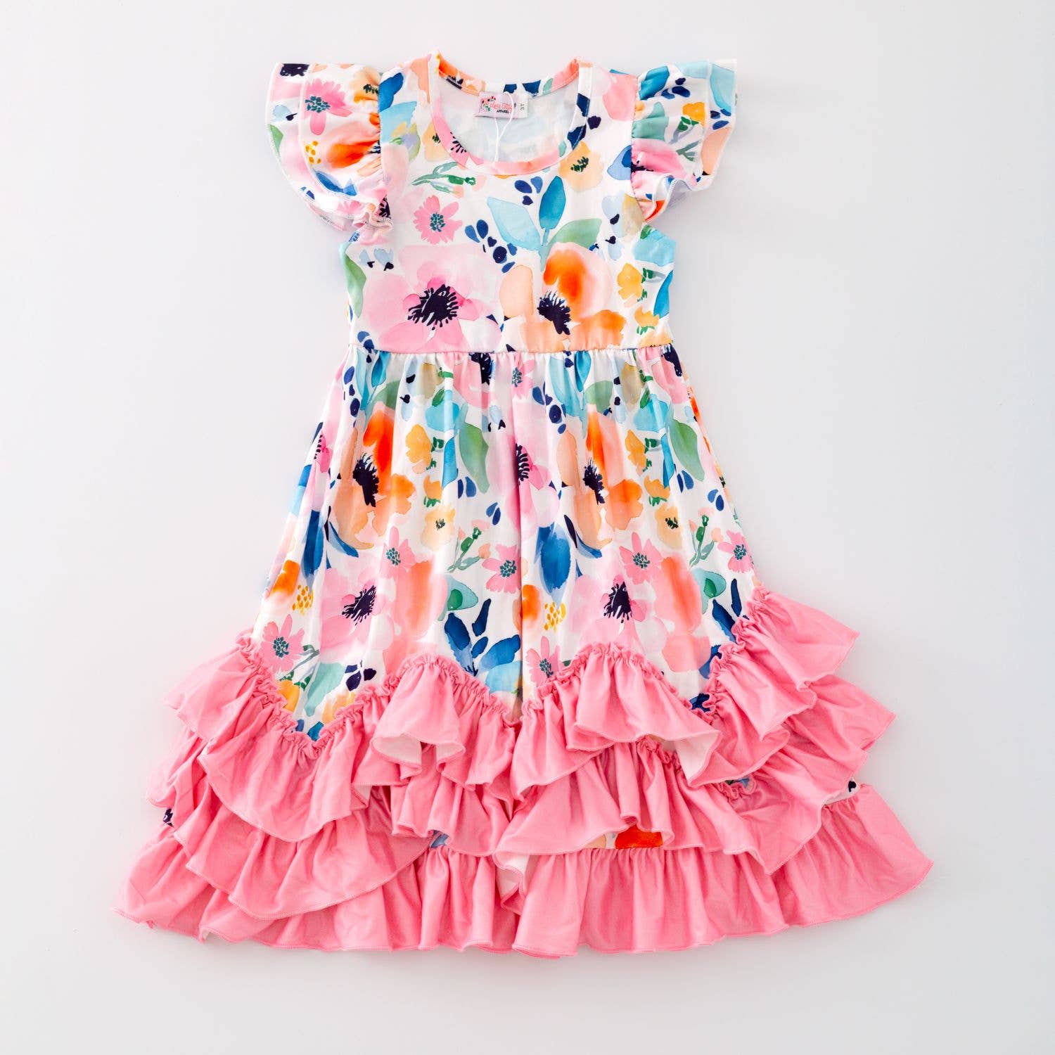 Watercolor Whisper Maxi Girls Dress: 7/8 YRS