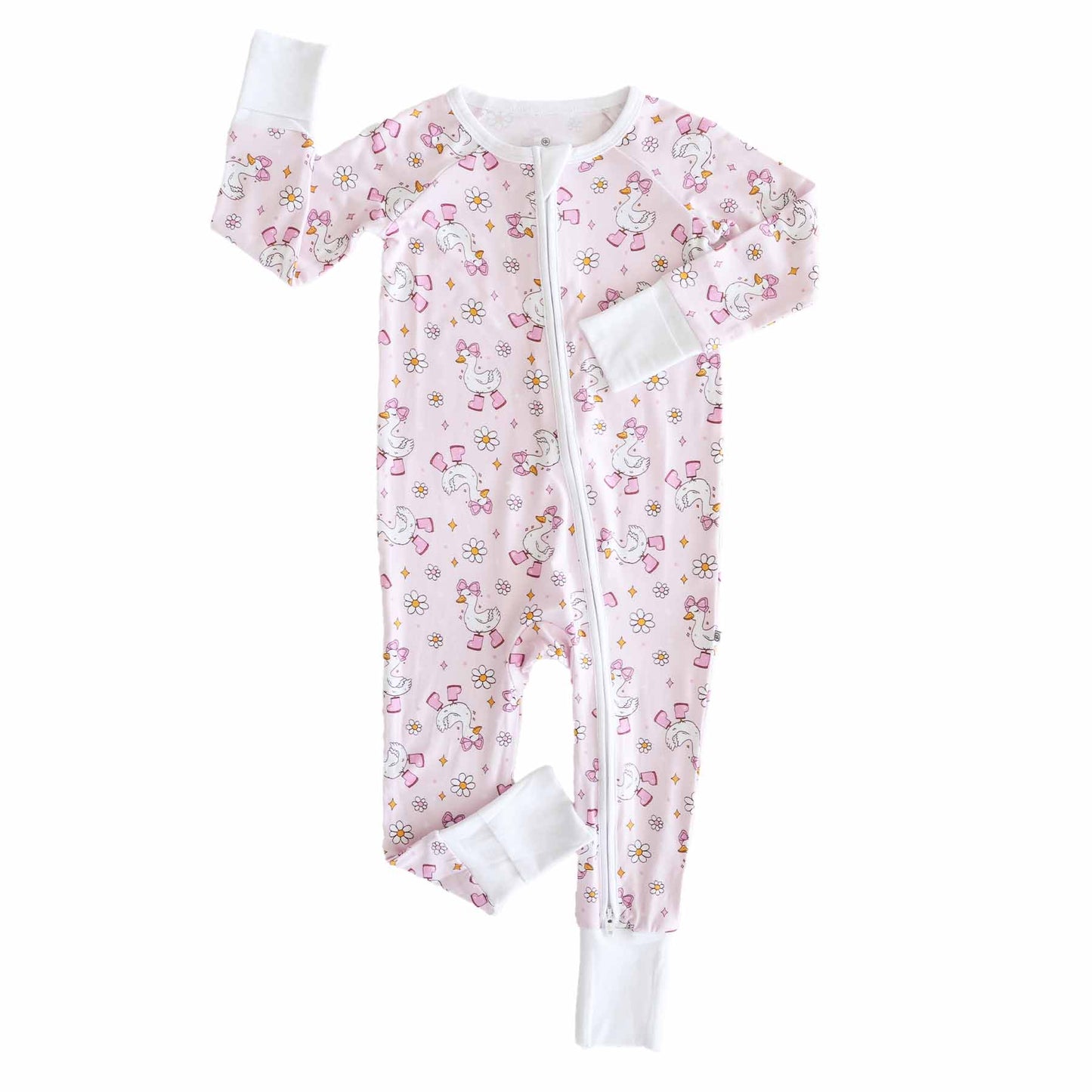 Silly Goose Convertible Zip Romper | Pink: 6-12 months - Persnickety Shop