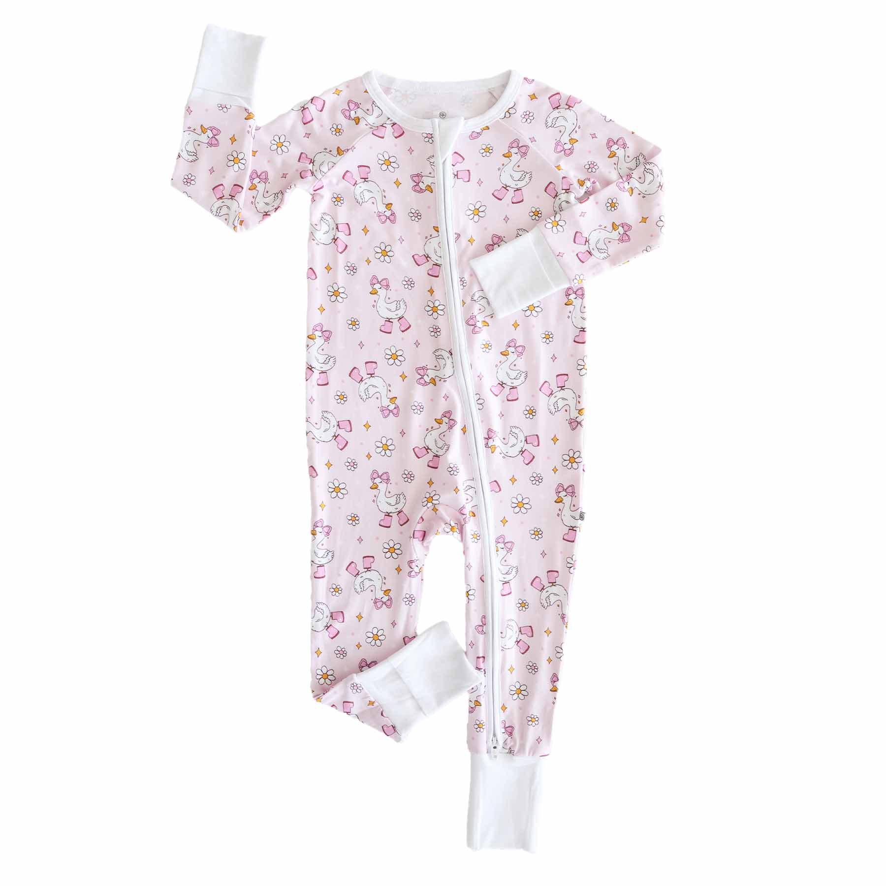 Silly Goose Convertible Zip Romper | Pink: 6-12 months - Persnickety Shop