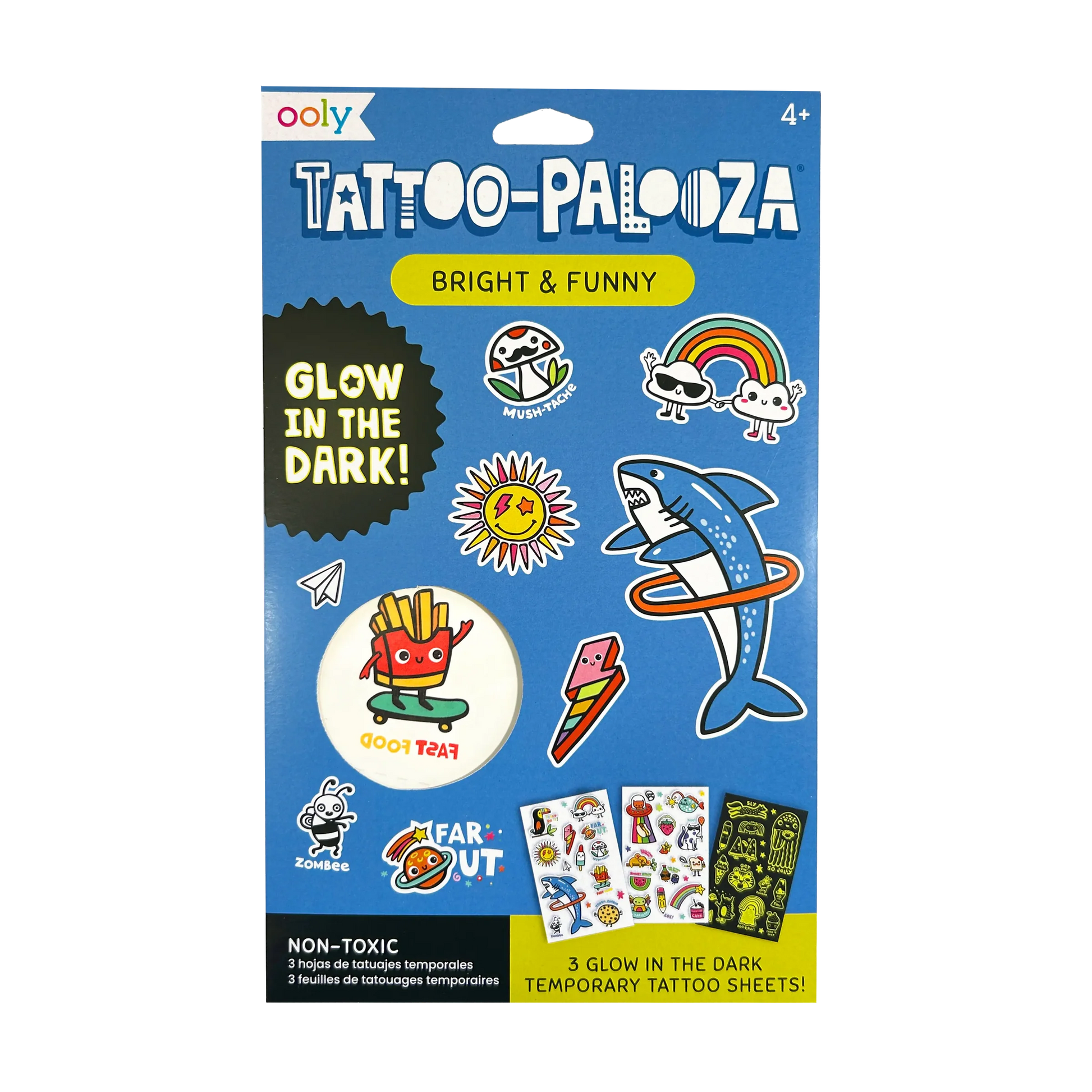 Ooly Tattoo-Palooza Glow in the Dark Temporary Tattoos - Bright & Funny - 3 Sheets - Persnickety Shop