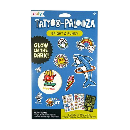 Ooly Tattoo-Palooza Glow in the Dark Temporary Tattoos - Bright & Funny - 3 Sheets - Persnickety Shop