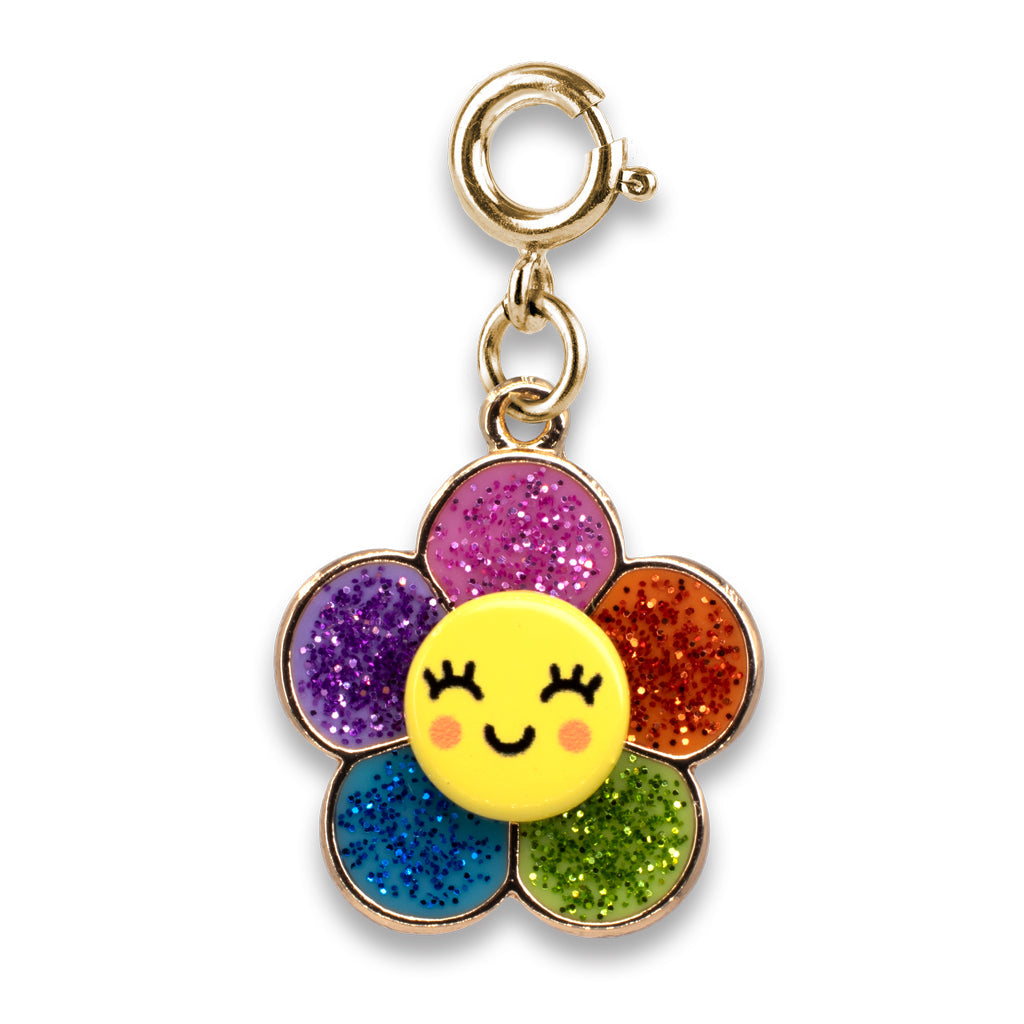 Gold Glitter Happy Flower Charm - Persnickety Shop