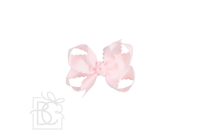 SCALLOPED EDGE BOW: Powder Mint / 4.5" Large - 1.5" Ribbon on Alligator Clip