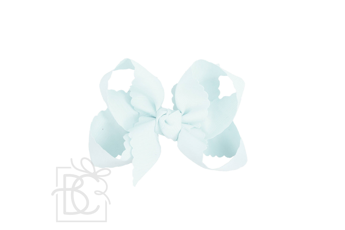 SCALLOPED EDGE BOW: Powder Mint / 5.5" Extra Large - 2.25" Ribbon on Alligator Clip