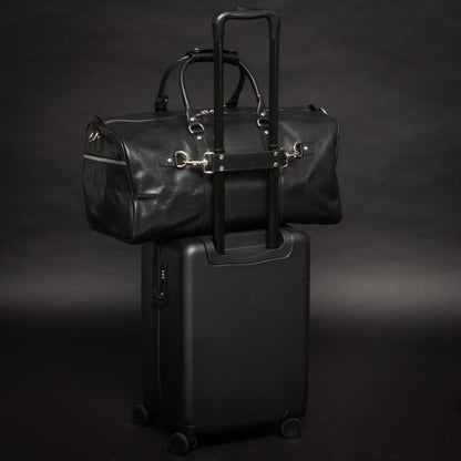 Buffalo Leather Duffle with Trolley Sleeve: Saddle Brown