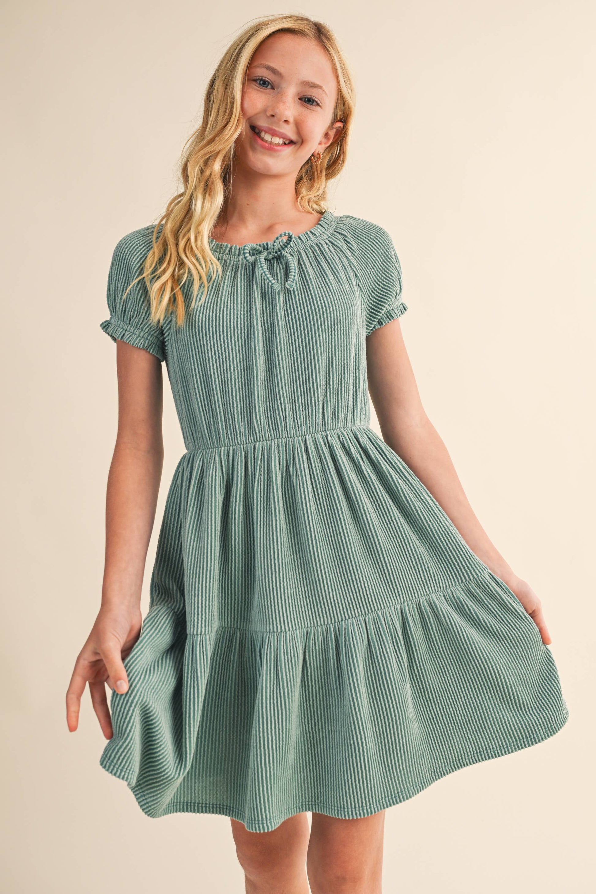 TWEEN KIDS GIRLS PUFF SLV TIERED DRESS (7-12): 8 - Persnickety Shop