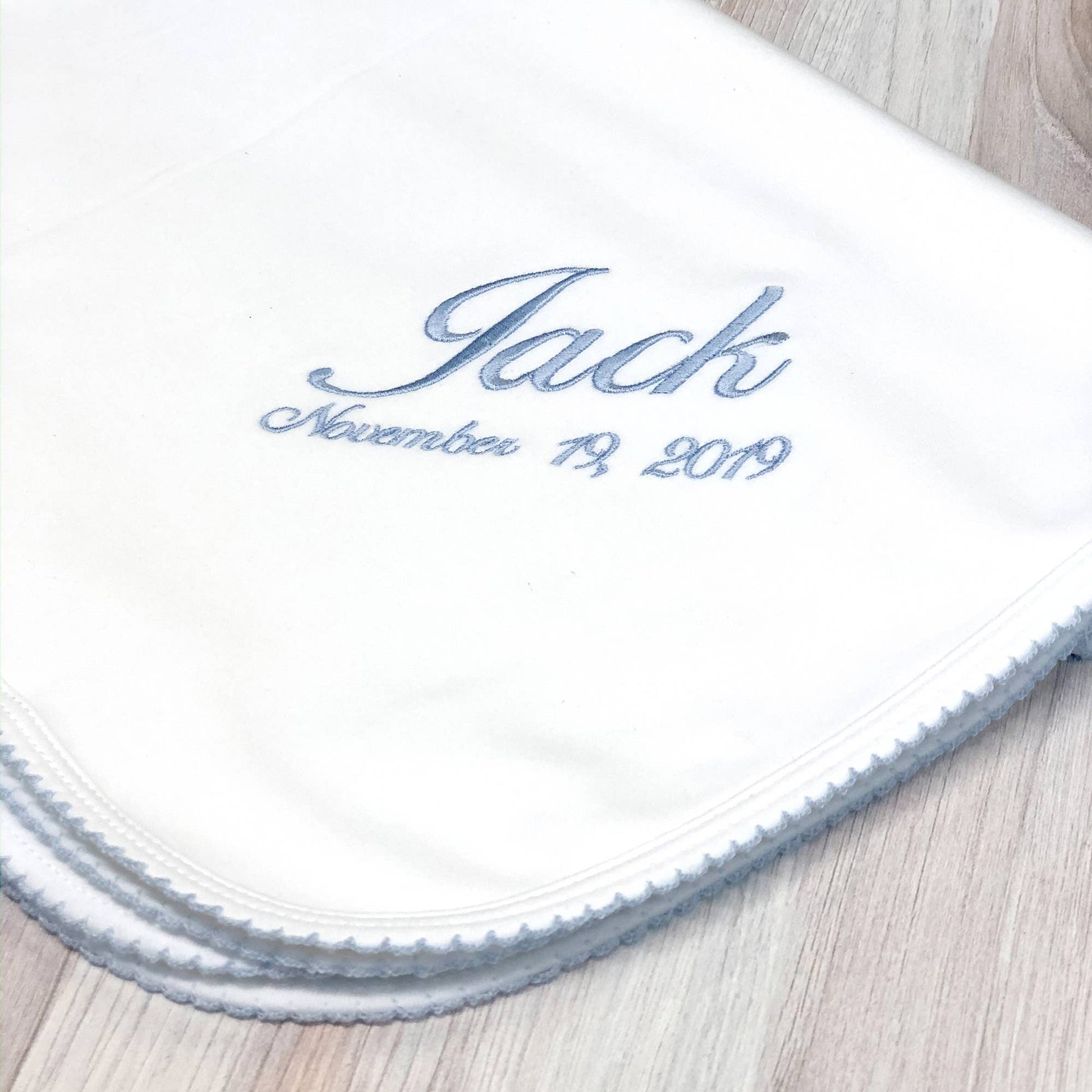 Marcela Pima Cotton Baby Blanket: White w/Pink - Persnickety Shop