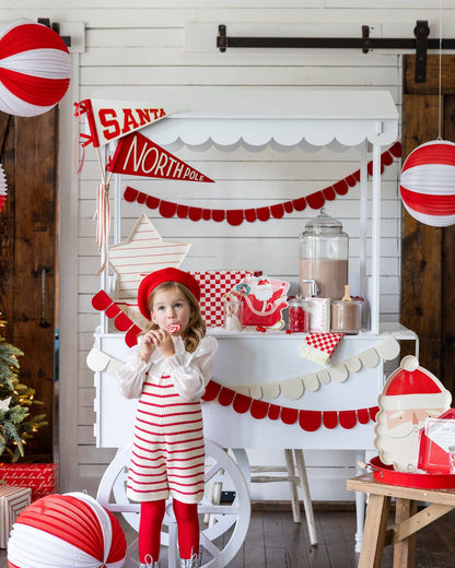 BEC1103 - Red and Cream Accordion Paper Lanterns - Persnickety Shop