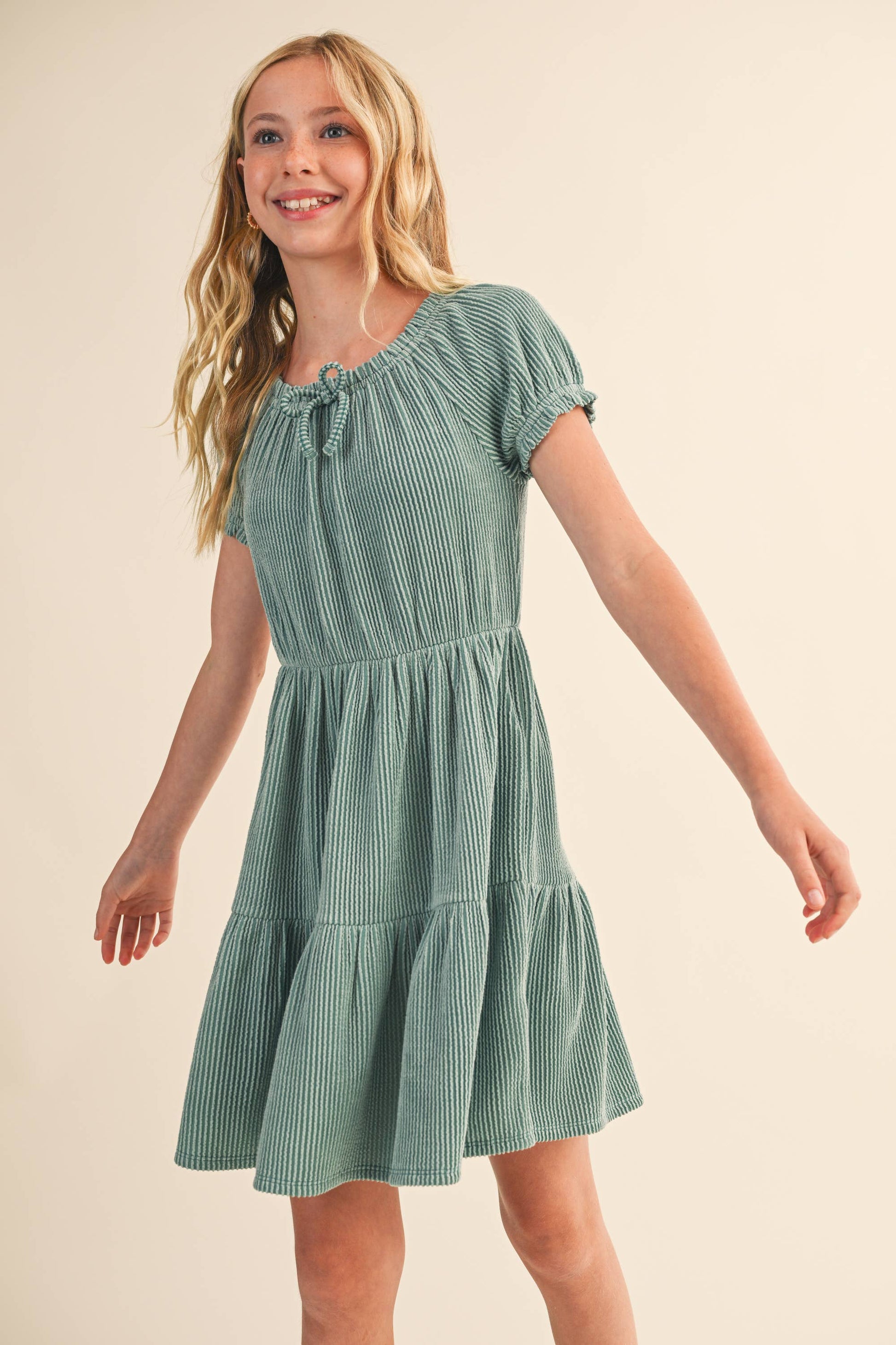 TWEEN KIDS GIRLS PUFF SLV TIERED DRESS (7-12): 8 - Persnickety Shop