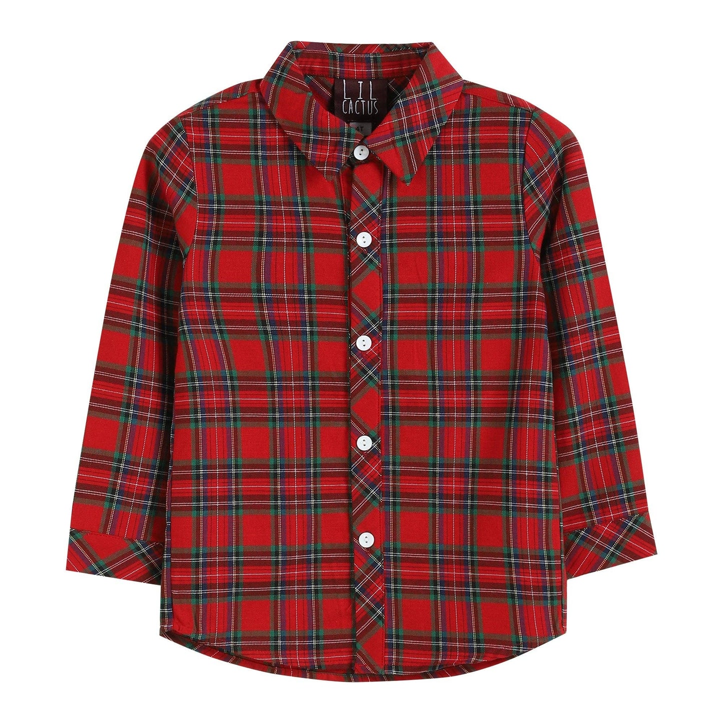 Red and Green Tartan Boy Dress Shirt: Red - Persnickety Shop
