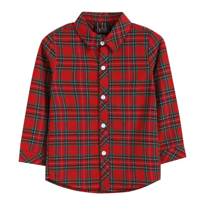 Red and Green Tartan Boy Dress Shirt: Red - Persnickety Shop