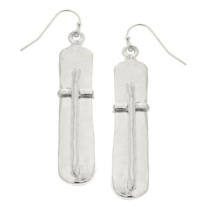 Bar Cross Earrings: Gold