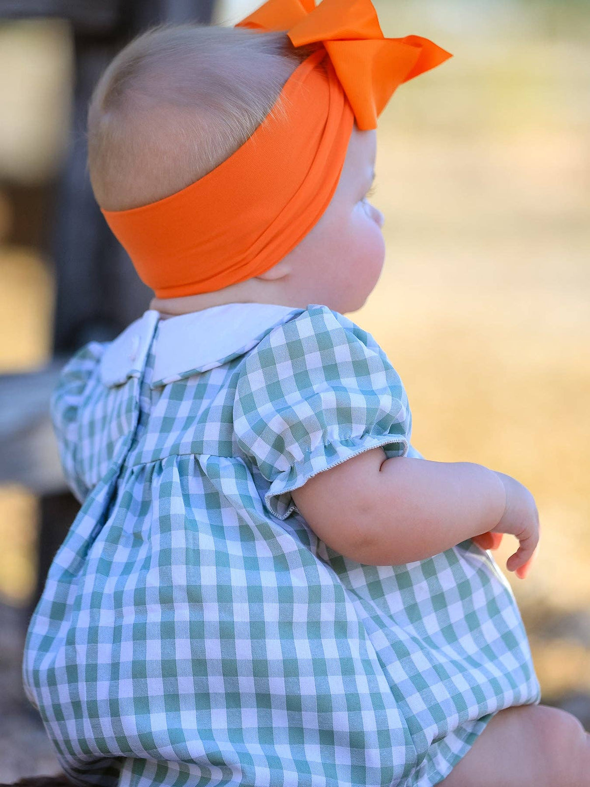Fall Halloween & Thanksgiving Applique Plaid Girls Bloomers Romper Set: 12M