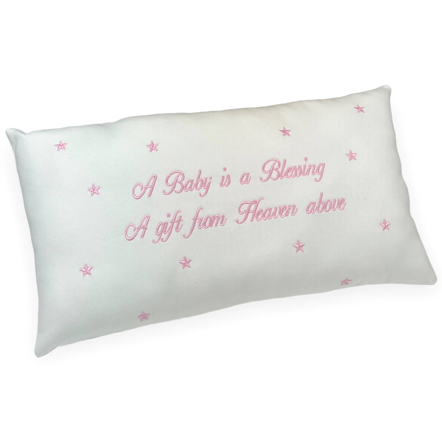 Marcela Baby is a Blessing Pillow: Pink - Persnickety Shop