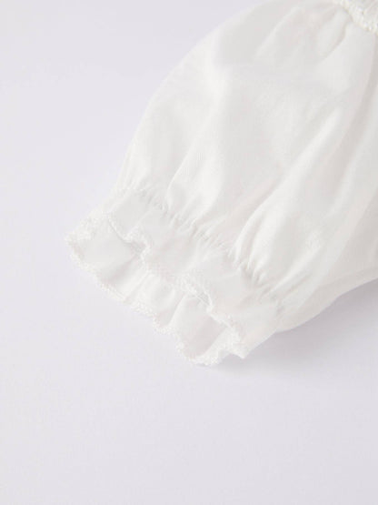 White  Smocked Church Christ Bishop Christening Girls Romper: 12M - Persnickety Shop