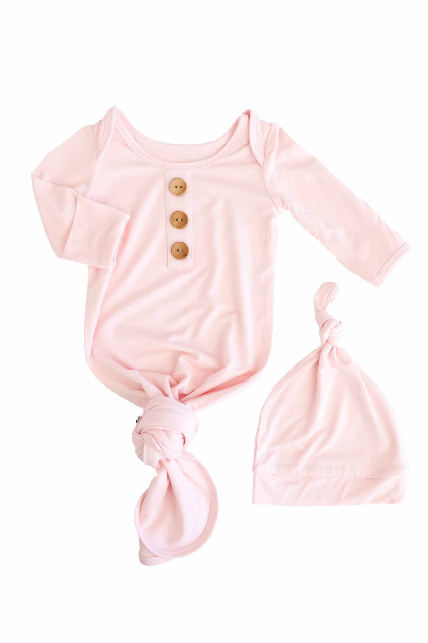 Baby Pink Newborn Baby Knot Gown & Hat Set - Persnickety Shop