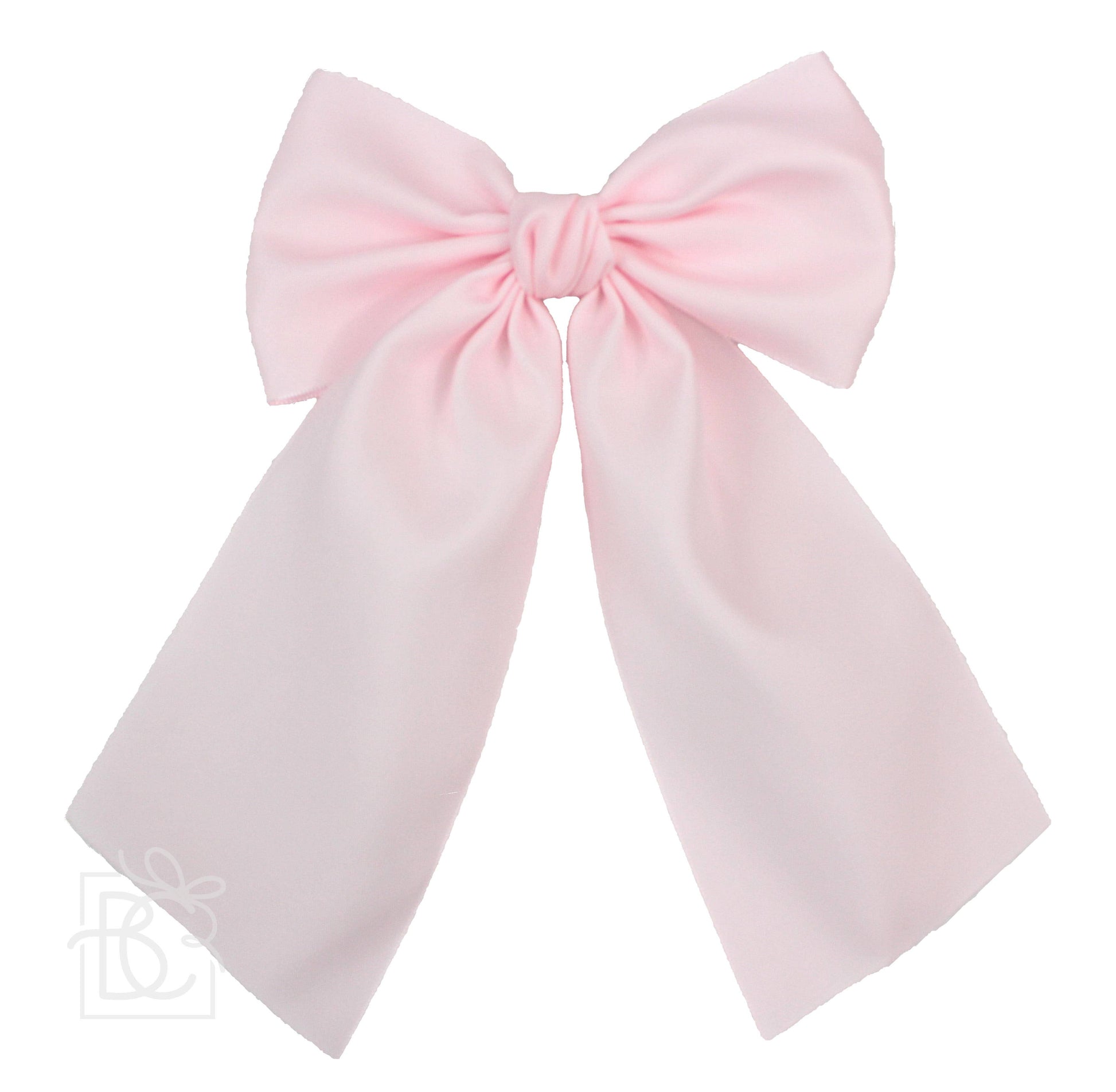 OPAQUE SATIN BOW W/ EURO KNOT & TAILS ON ALLIGATOR CLIPS: Antique White / 4.5" Large - Persnickety Shop