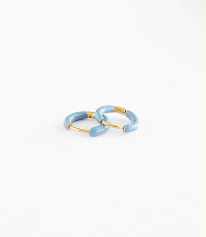 Enamel Hoop Earrings - Hypoallergenic, Flat Back, Girl Gift: Turquoise