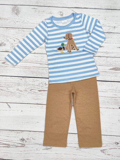 Boys Duck Dog Appliqué Hunting Pants Set: 3T - Persnickety Shop