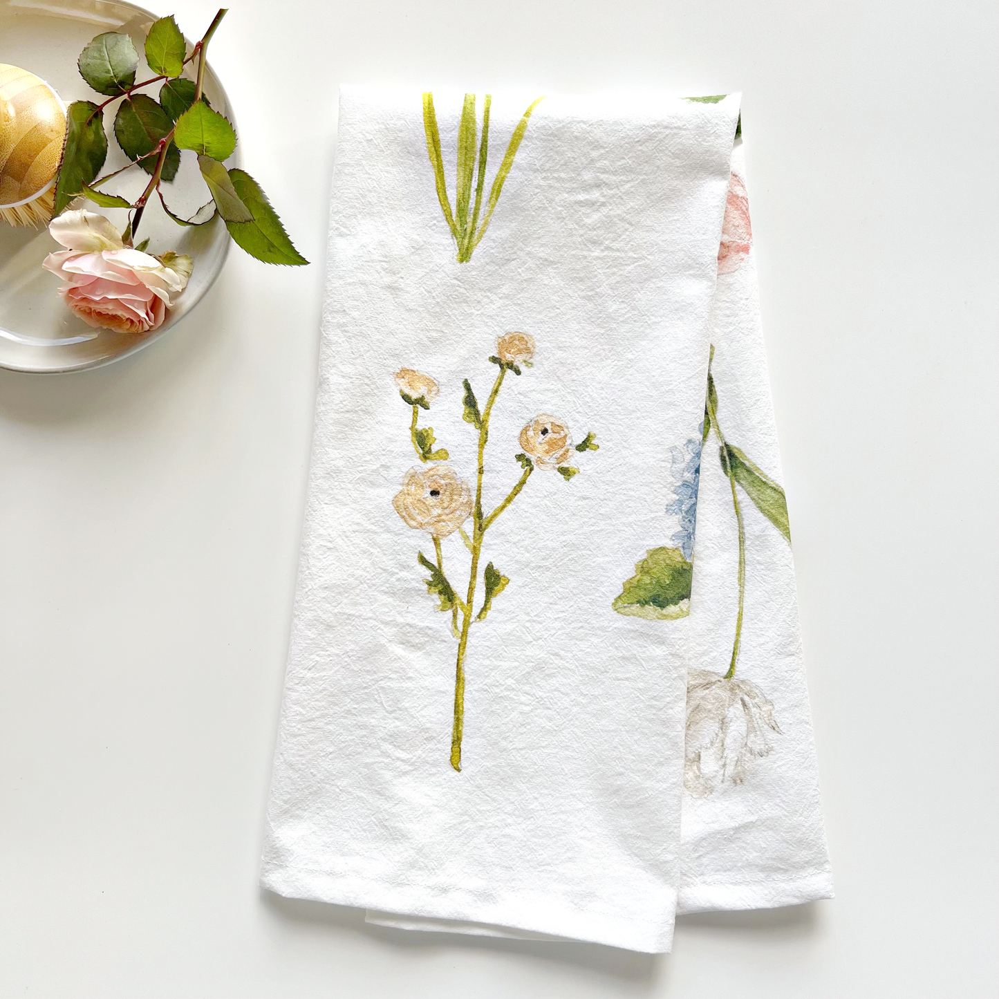 EMILY LEX Garden flowers tea towel