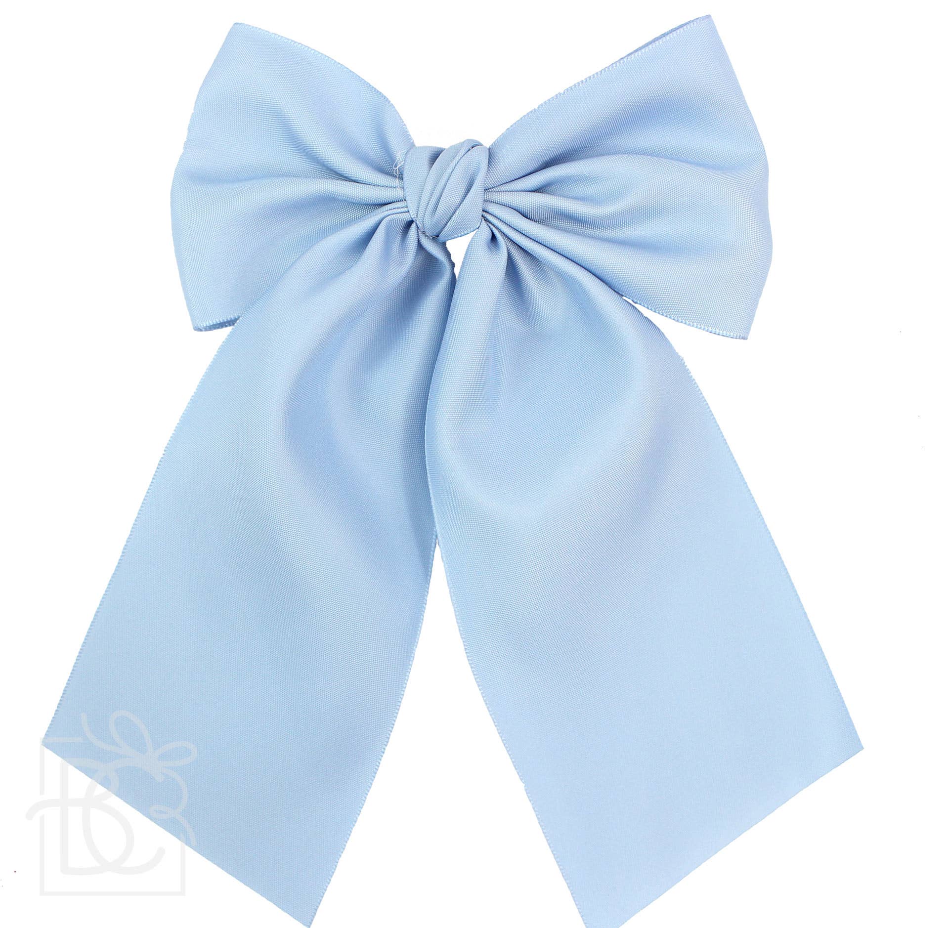 OPAQUE SATIN BOW W/ EURO KNOT & TAILS ON ALLIGATOR CLIPS: Powder Pink / 4.5" Large - Persnickety Shop