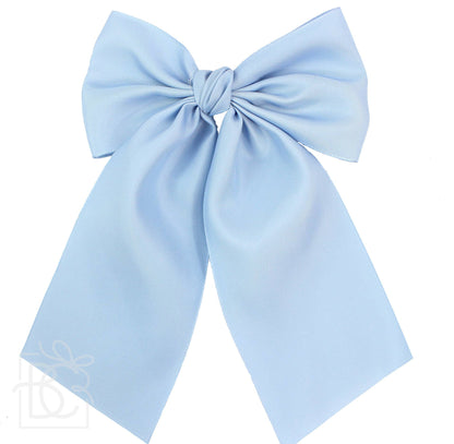 OPAQUE SATIN BOW W/ EURO KNOT & TAILS ON ALLIGATOR CLIPS: Antique White / 4.5" Large - Persnickety Shop