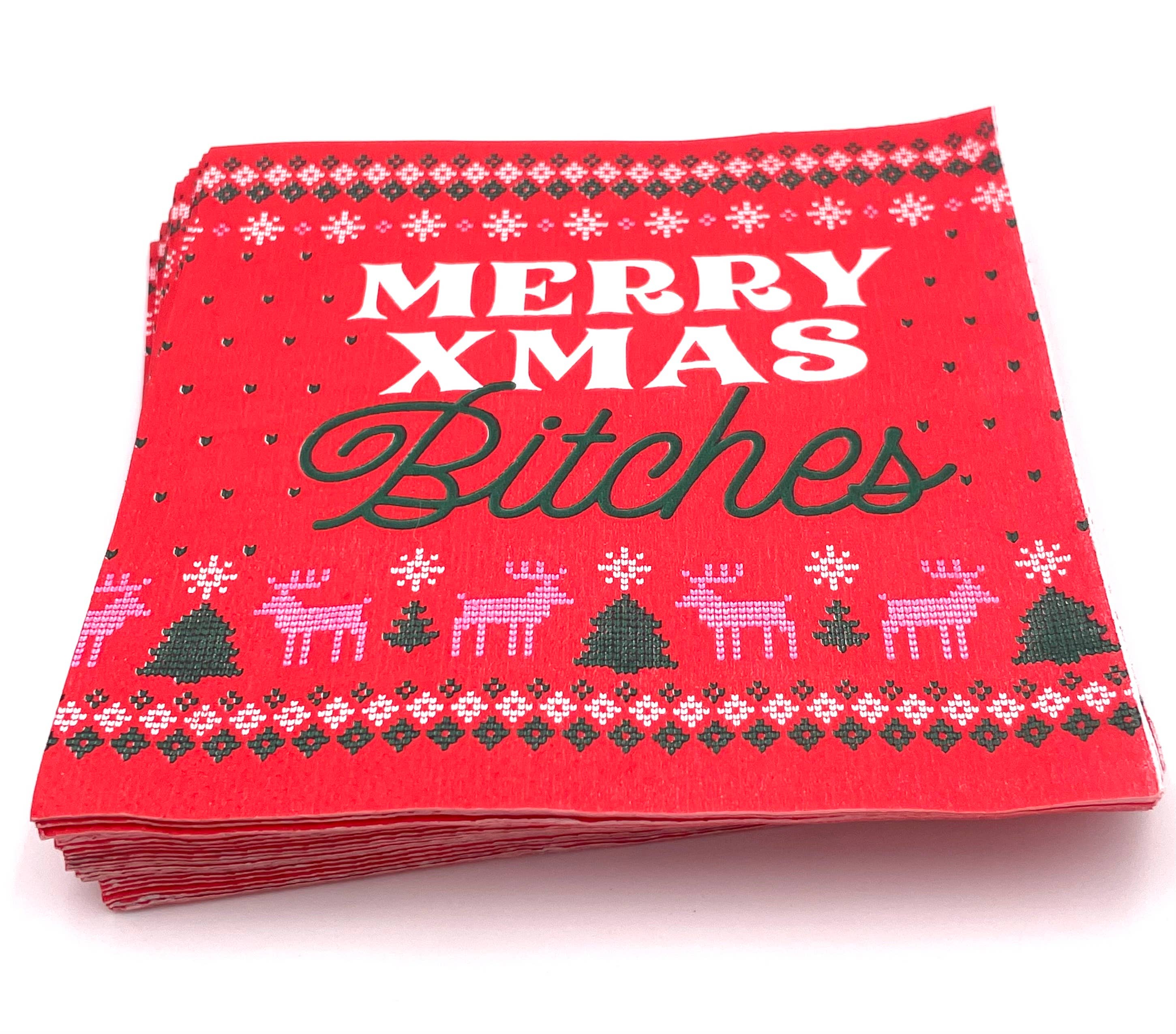 Funny Christmas Cocktail Napkins | Merry Xmas B*tches - 20ct - Persnickety Shop