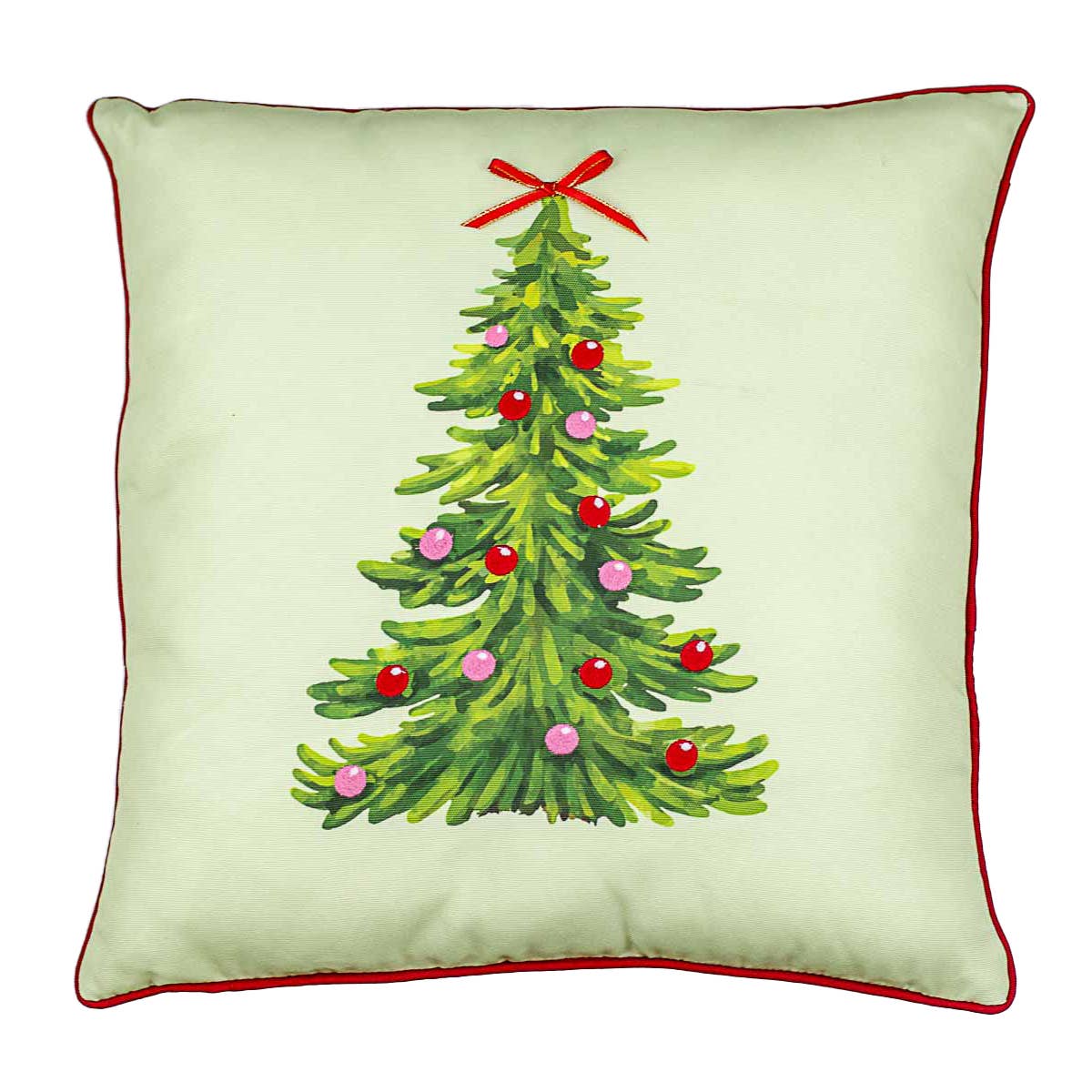 Noelle Tree Pillow   Green/Red   18x18 - Persnickety Shop