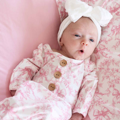 Fancy Frills Newborn Baby Knot Gown & Hat Set - Persnickety Shop