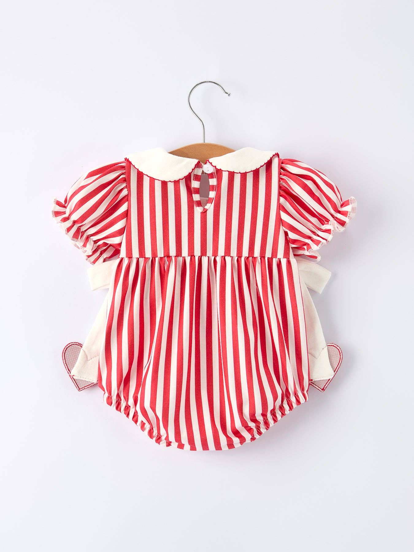 Valentine's Red Stripe Heart Bubble Romper for Baby Girls: 3M - Persnickety Shop