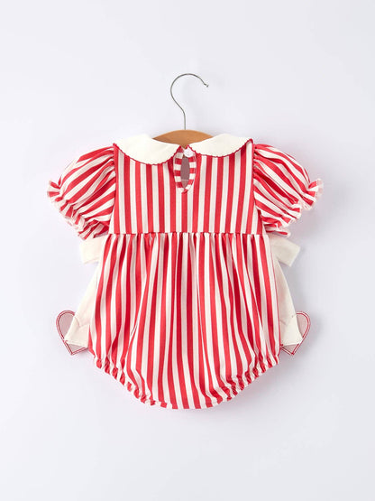 Valentine's Red Stripe Heart Bubble Romper for Baby Girls: 3M - Persnickety Shop
