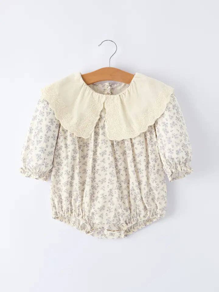 Spring Fall Purple Floral Long-Sleeved Romper: 24M - Persnickety Shop