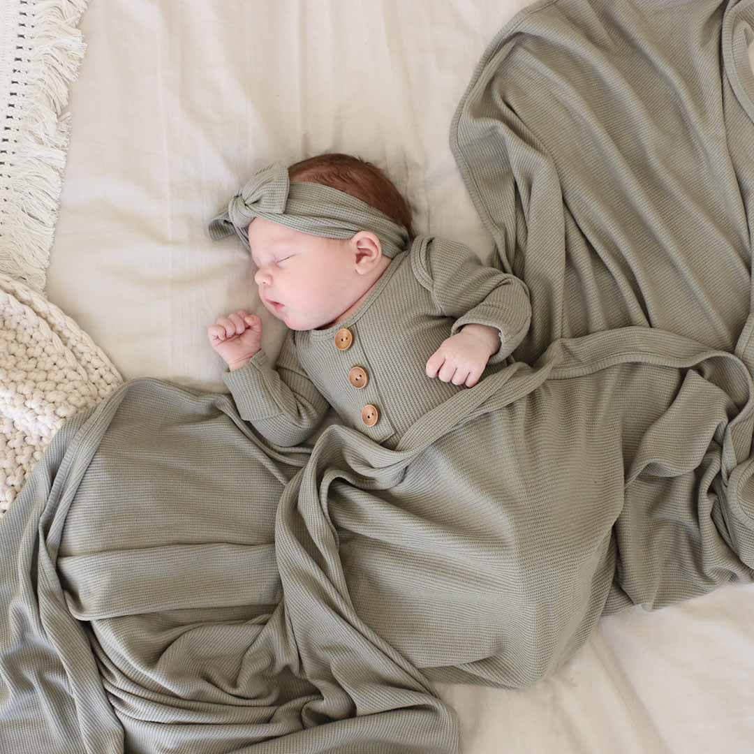 Eucalyptus Bamboo Waffle Oversized Swaddle Blanket - Persnickety Shop