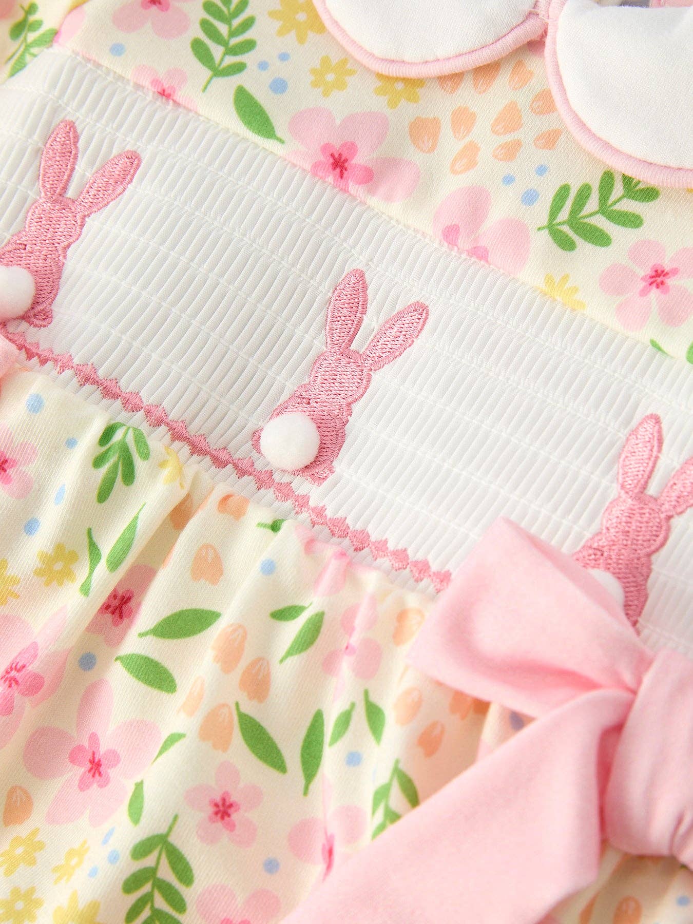 Easter Bunny Embroidery Smocking Cute Baby Girl Romper: 18M - Persnickety Shop