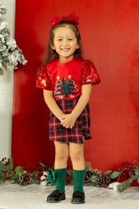 Kids' Festive Forest on Princess Top, Red - Persnickety Shop