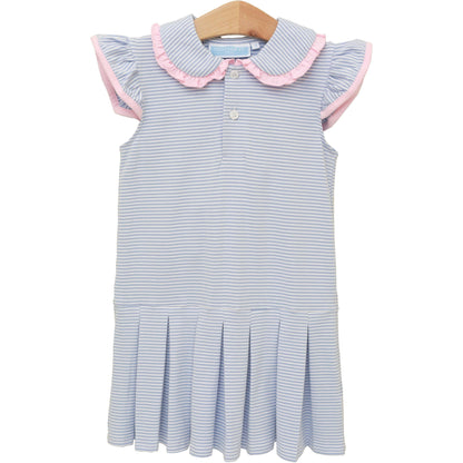Trotter Street Kids Camilla Dress - Dusty Blue Stripe/Light Pink - Persnickety Shop