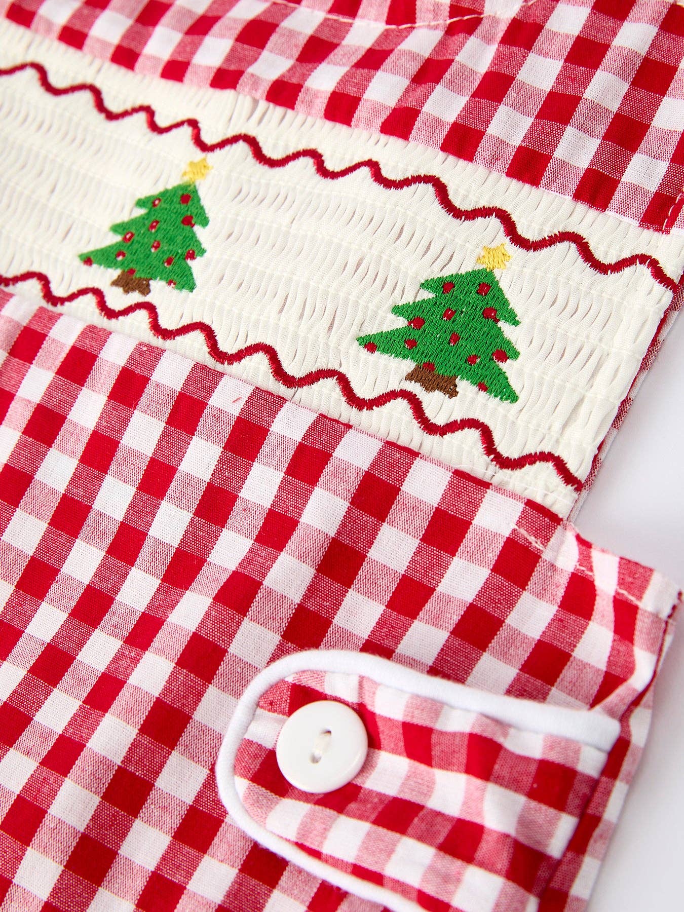 Christmas Smocking Embroidered Tree Plaid Baby Boy Romper: 3M - Persnickety Shop