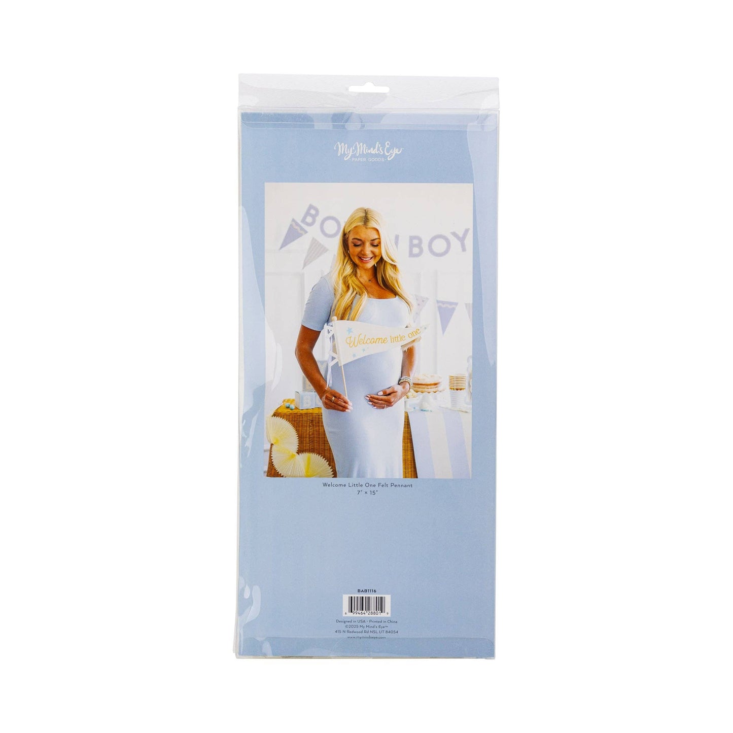 BAB1116 - Welcome Little One Blue Pennant - Persnickety Shop