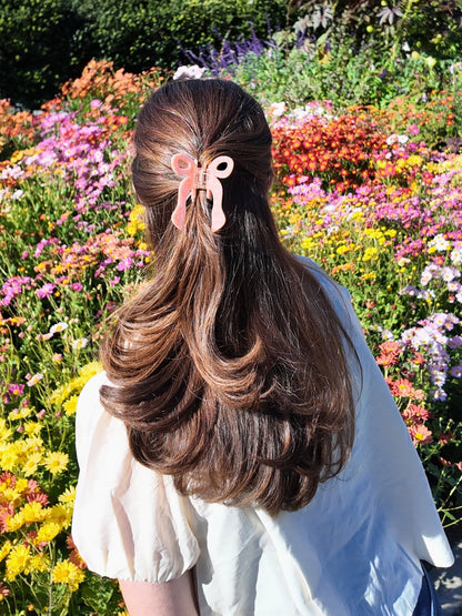 Hand-painted Coquette Bow Claw Hair Clip | Eco-Friendly: White