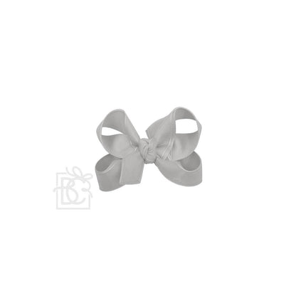LAYERED ORGANZA/GROSGRAIN BOW ON CLIP: 5.5" Huge - 2.25" Ribbons on Alligator Clip / WHITE