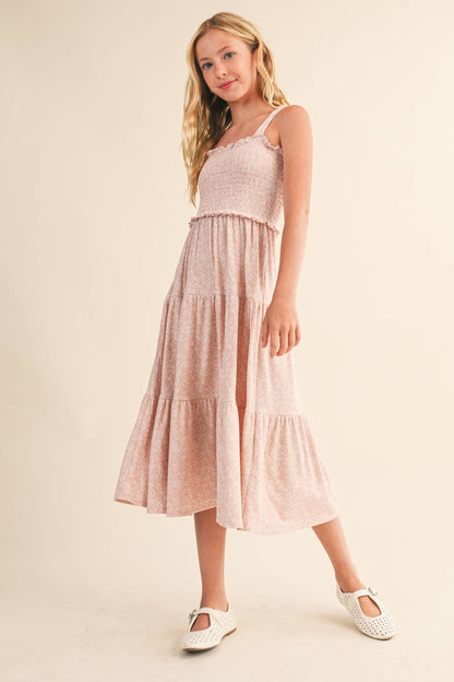 TWEEN GIRLS KIDS SMOCKED TIERED MIDI DRESS (7-12): 7 - Persnickety Shop