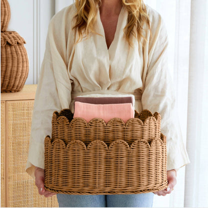 BELLE Scalloped Basket Set Mocca